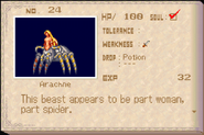 Arachne enemy list entry from Aria of Sorrow.