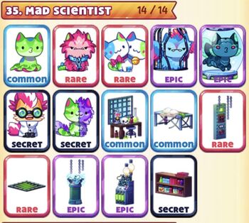 Mad Scientists - Cat Game Collector - 18 Keys, 55 Secret Tickets, 1200 Gems  - 12/14 