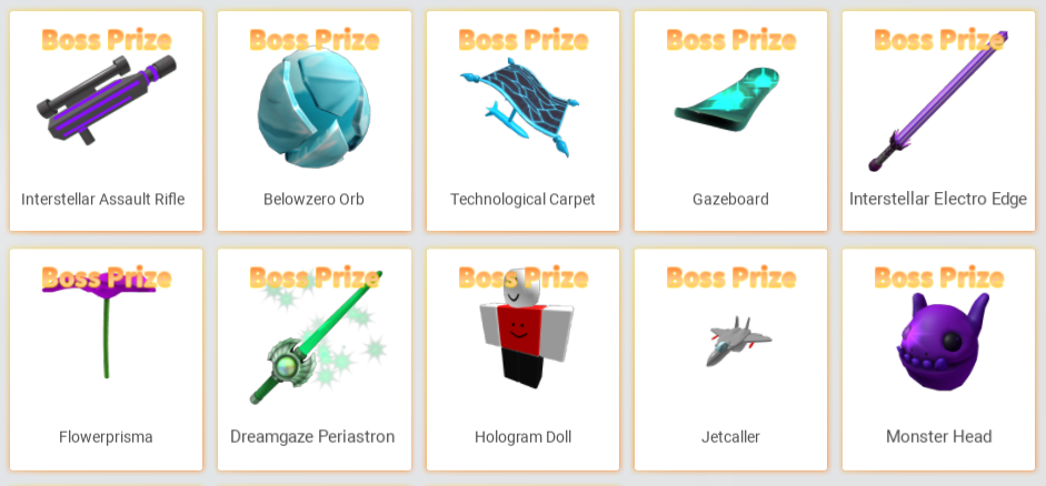 Boss Prizes, Catalog Gear Place Official Wiki