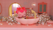 Happying taking a bath