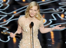 Cate Blanchett recieves an Academy Award ofr Best Actress for her role in "Blue Jasmine".