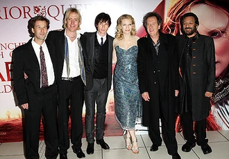 Some of the cast with the film director, Shekhar Kapur, at the London premiere of the film.