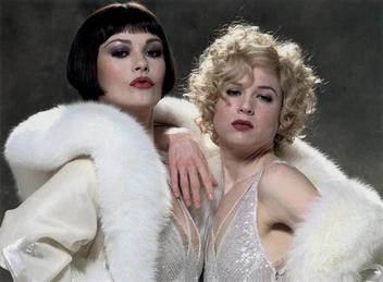 Velma and Roxie dressed to act at the "Chicago Theatre"