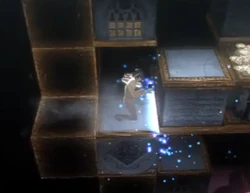 There is no block underneath the one that was just pushed; it is being held up by its Edge.