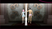 Rin and Vincent entering the door which defeats Boss.