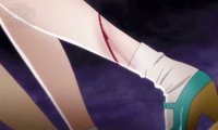 Rin's leg cut by Catherine's axe.