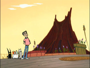 S1E20 - Champsley stands smugly while Volcano is about to explode