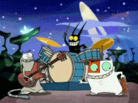 Gordon, Blik and Waffle Singing and Dancing