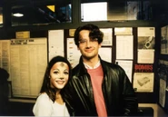 Jemima, backstage with a fan, 1999