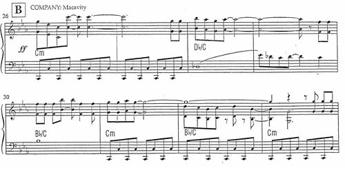 Macavity fight sheet music (jellicle songs verse) excerpt