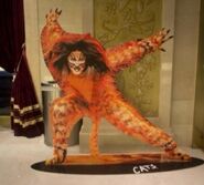 Cardboard Macavity figure in foyer