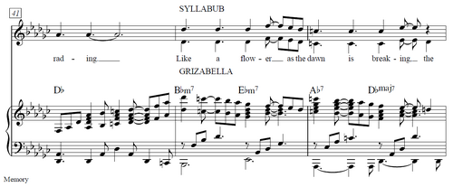 Memory sheet music excerpt