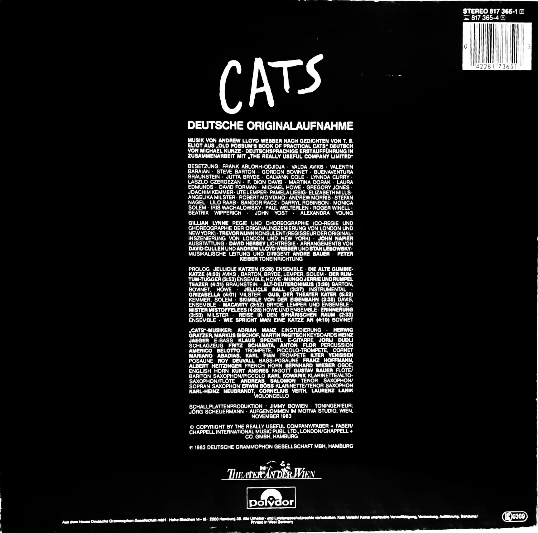 Vienna 1983/Cast Recording 1983 | 'Cats' Musical Wiki | Fandom