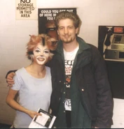 Jemima, backstage with a fan, 1999