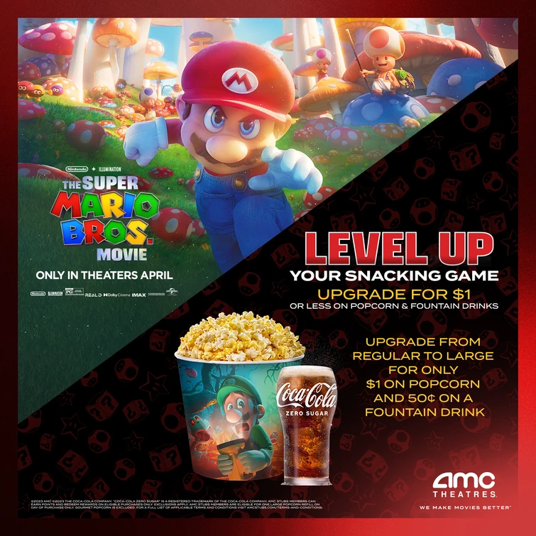 AMC theaters are selling mario movie popcorn buckets. Fandom