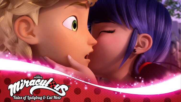 Ladybug & cat noir kiss now and then but they might kiss every single