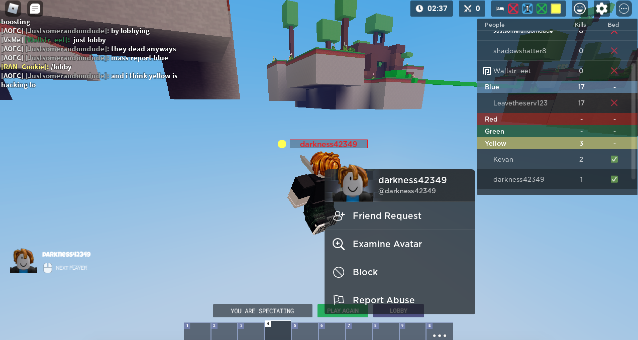 Here's how to report hackers : r/RobloxBedwars