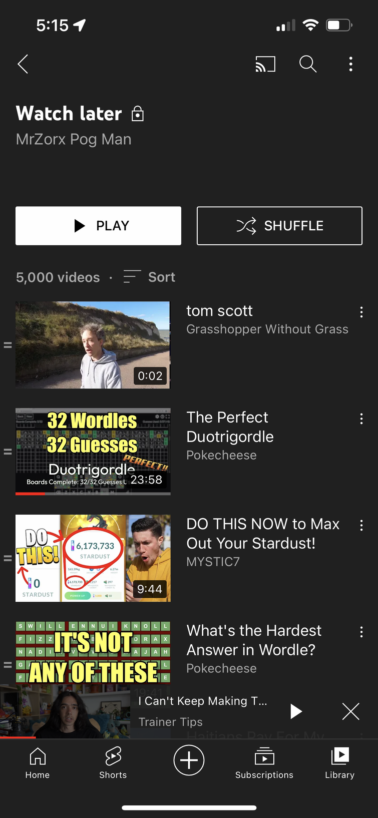 My Watch Later list on YouTube reached the maximum length 5 000. Fandom