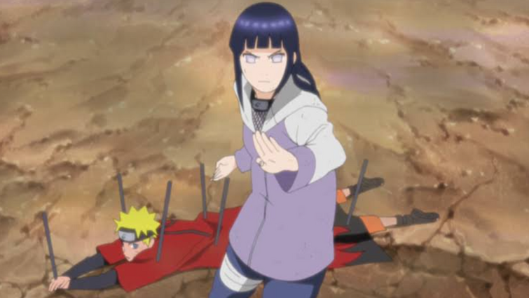 Boruto vendo a Hinata ficar vermelha pelo Naruto e ele não