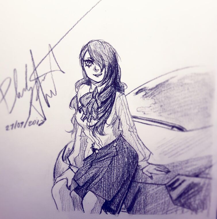 Sketch of Mitsuru from P3