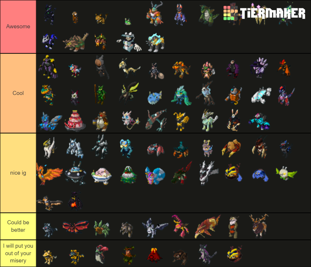 Create a terraria + calamity mod bosses Tier List - TierMaker