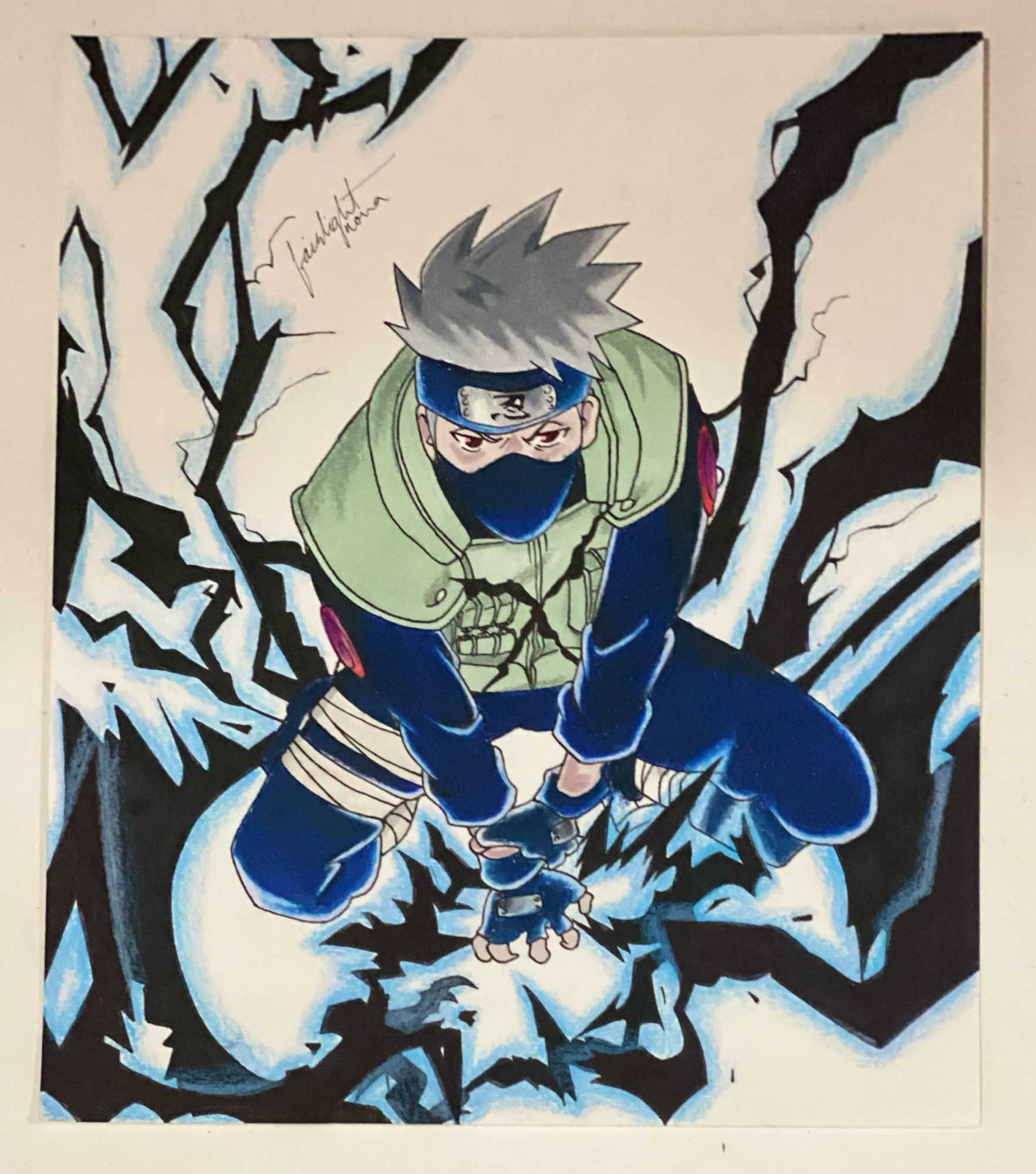 Drawing of Kakashi With Color Pencils