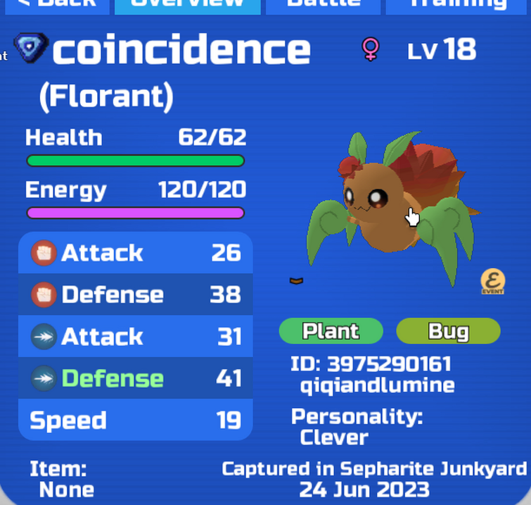 Florant is a Plant/Bug-type Loomian introduced in Loomian Legacy - Veils of  Shadow. It evolves from Antsee starting at Level 22. …