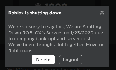 Roblox Shut Down Date