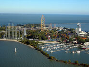 An Aerial View of Cedar Point. Photography by Russell Cooper flickr.com/bellzatk