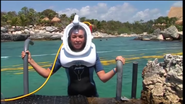 Suzi Perry wearing a Sea Trek helmet