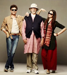 Deepika in movie"Piku" with Co actors Amitabh Bachchan (Center), and Imran Khan (Left(.