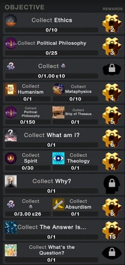The requirements that have to be completed in order to get all rewards.