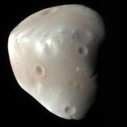 An enhanced-color image of Deimos, Mars' smaller moon, taken in 2009 by the Mars Reconnaissance Orbiter