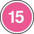 Pink circle with 15 in centre