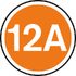 Orange circle with 12 in centre