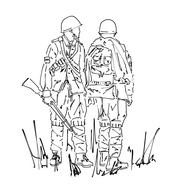 "Corvun Soldiers standing around" by Coiflo.