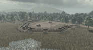 Vegan Trenches behind with a Forest
