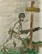 "Antarean Soldier marching towards Fort Liberta, one of the many forts near the Anterian Aquilian border." by bossman232.