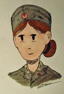 "Off-duty female Antarean soldier with a field cap." by Bossman232.