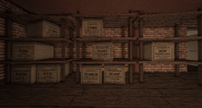 Various crates of foods marked with their Aquilan town of origin and description.