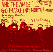 "The great knoquest kommences...ant the ants go marching north!" Antarean propaganda poster by noisy_marvinrh.