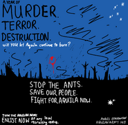 "A year of murder. terror. destruction. will you let Aquila continue to burn?" Aquilan propaganda poster by noisy_marvinrh.
