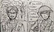 Drawing of Cetan soldier confronting a Corvun Soldier by sergeant_kolibri.