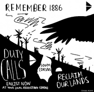 "Remember 1887, Duty calls, Reclaim our lands, Duty calls, Enlist now at your local recruitment centre" Corvun propaganda poster by noisy_marvinrh.