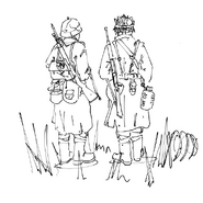 "Aquilan soldiers standing around" by Coiflo.
