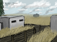 Drawing of Aquilan pillboxes overlooking the fields in Roland Prairie by gktrombley.
