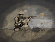 "Aquilan Rifleman shooting next to Aquilan pillboxes" by blued_s.