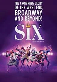 w:c:sixthemusical:Six (10 KB) The SIX poster featuring Henry VIII's six wives, standing beneath the show logo which is in white. The text above reads "The crowning glory of the West End, Broadway, and beyond. The poster is set on a pink background.