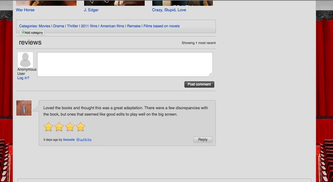 Our Moviepedia team added movie trailers for upcoming films and created a rating system for their article comments.