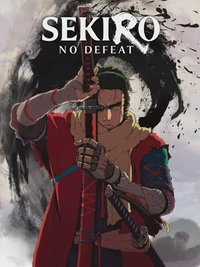Key art for video game Sekiro: No Defeat, with the titular character holding a sword
